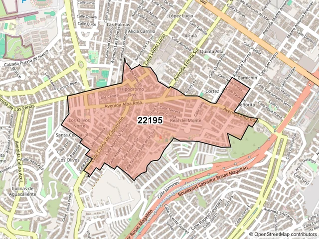 Mapa del código postal 22195, Tijuana, Baja California