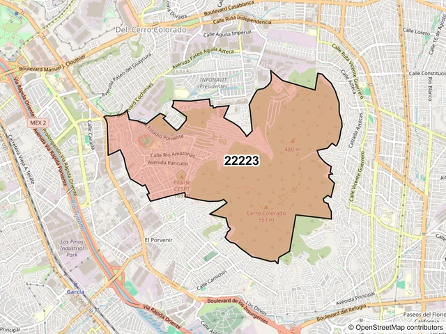 Mapa del código postal 22223, Tijuana, Baja California