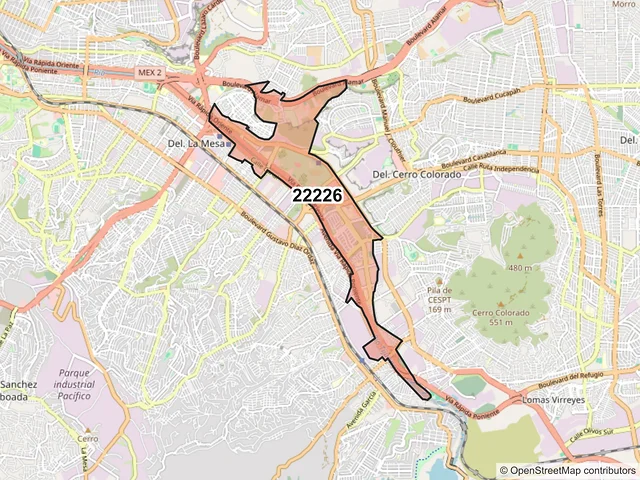 Mapa del código postal 22226, Tijuana, Baja California