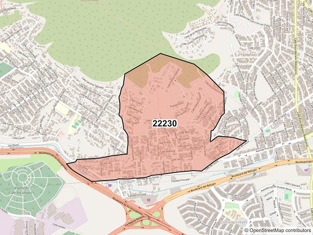 Mapa del código postal 22230, Tijuana, Baja California