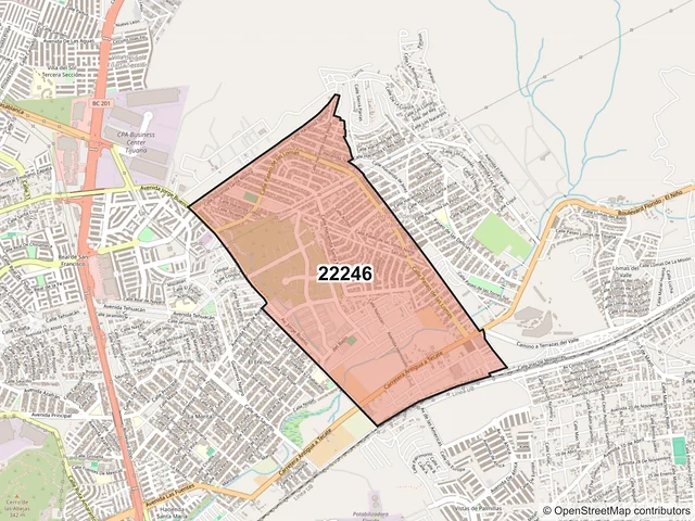 Mapa del código postal 22246, Tijuana, Baja California