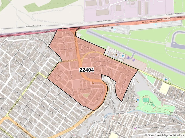 Mapa del código postal 22404, Tijuana, Baja California
