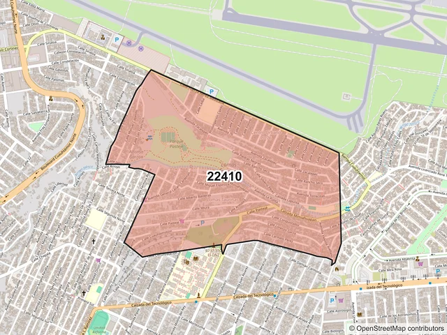Mapa del código postal 22410, Tijuana, Baja California