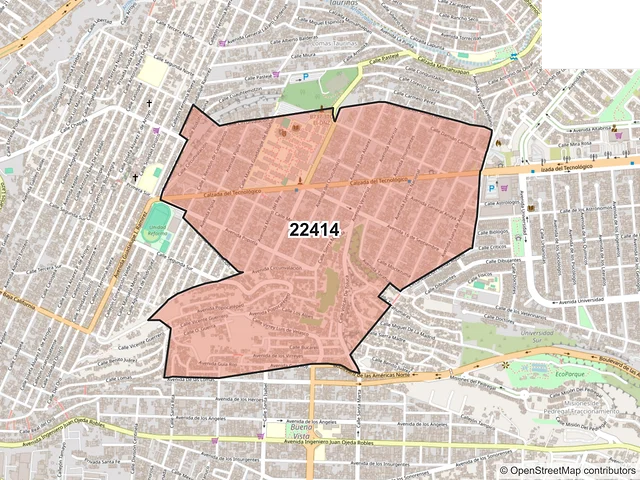 Mapa del código postal 22414, Tijuana, Baja California