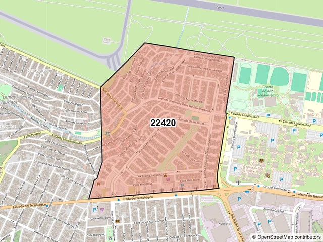 Mapa del código postal 22420, Tijuana, Baja California