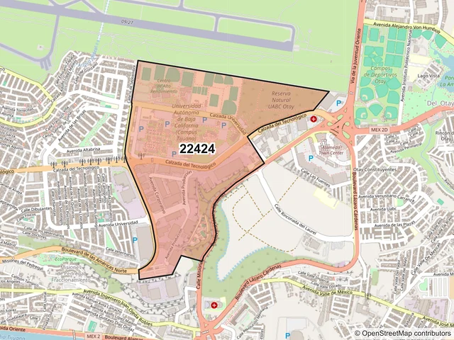 Mapa del código postal 22424, Tijuana, Baja California