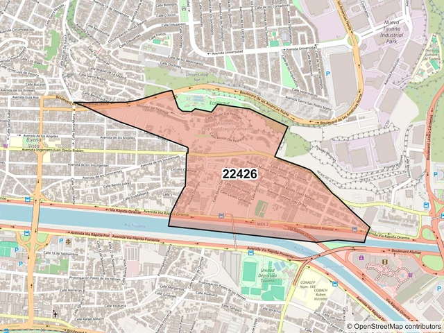 Mapa del código postal 22426, Tijuana, Baja California