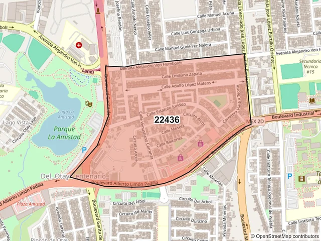 Mapa del código postal 22436, Tijuana, Baja California