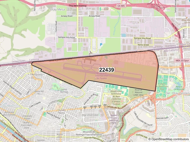 Mapa del código postal 22439, Tijuana, Baja California