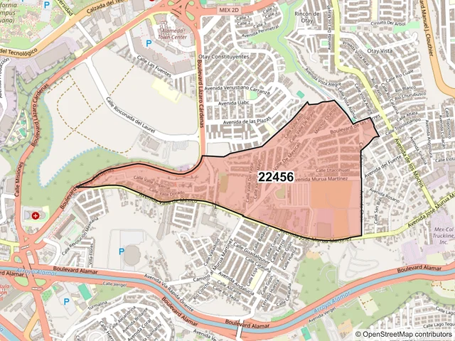 Mapa del código postal 22456, Tijuana, Baja California