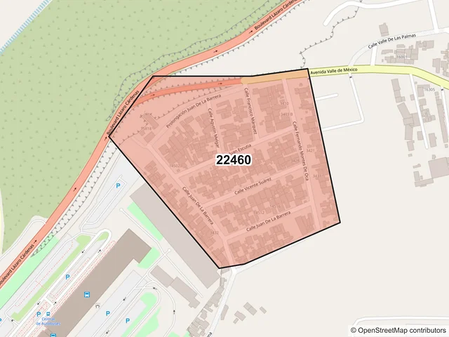 Mapa del código postal 22460, Tijuana, Baja California