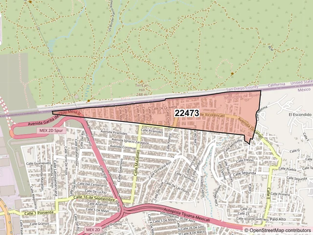 Mapa del código postal 22473, Tijuana, Baja California