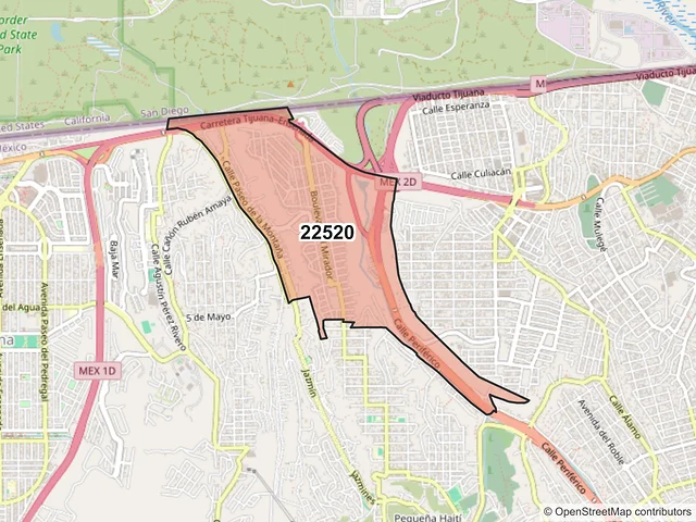 Mapa del código postal 22520, Tijuana, Baja California