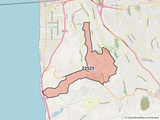 Mapa del código postal 22525, Tijuana, Baja California