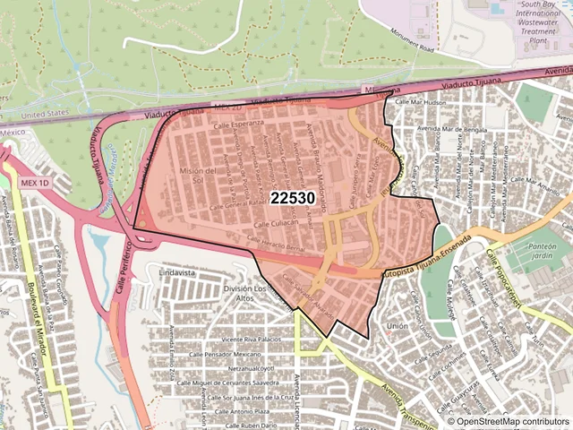 Mapa del código postal 22530, Tijuana, Baja California