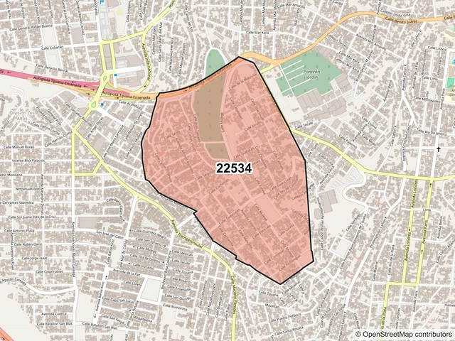 Mapa del código postal 22534, Tijuana, Baja California