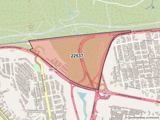 Mapa del código postal 22537, Tijuana, Baja California