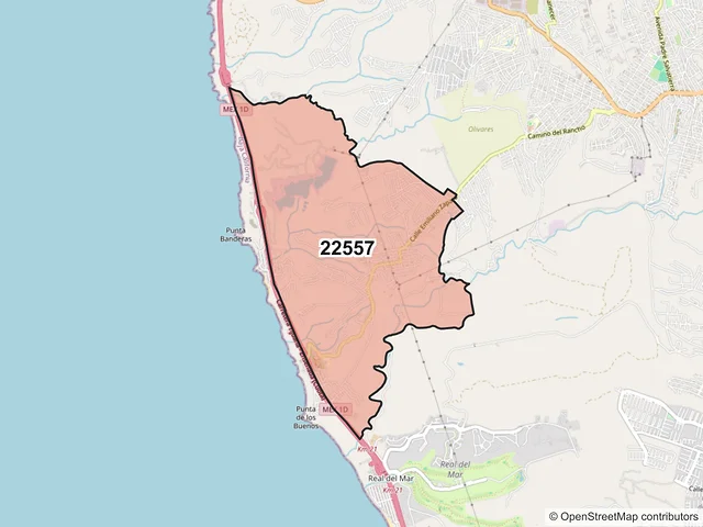 Mapa del código postal 22557, Tijuana, Baja California