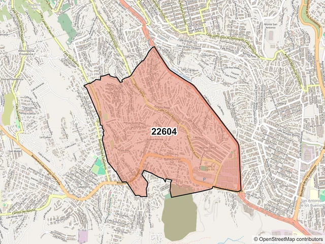 Mapa del código postal 22604, Tijuana, Baja California