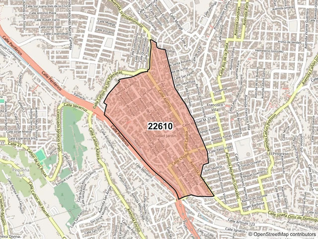 Mapa del código postal 22610, Tijuana, Baja California