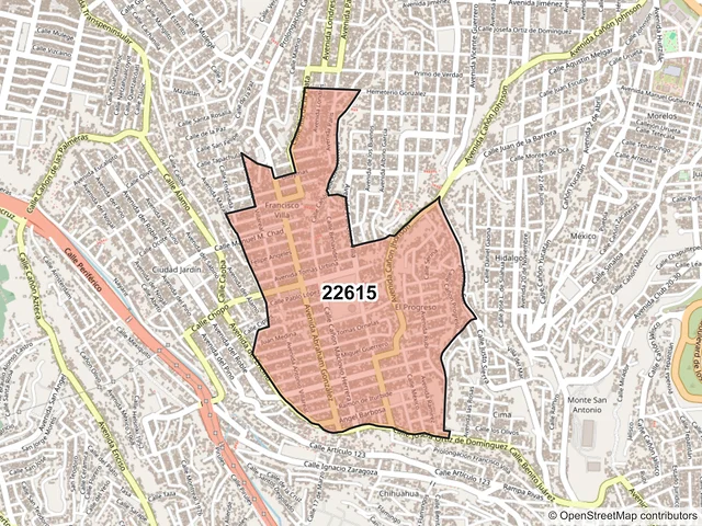 Mapa del código postal 22615, Tijuana, Baja California