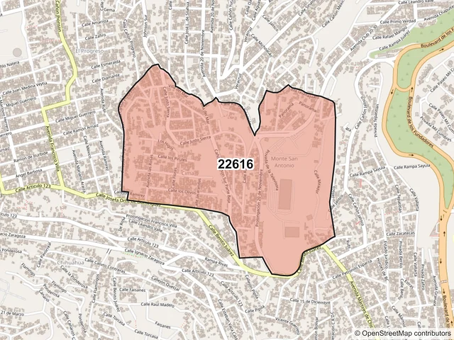 Mapa del código postal 22616, Tijuana, Baja California