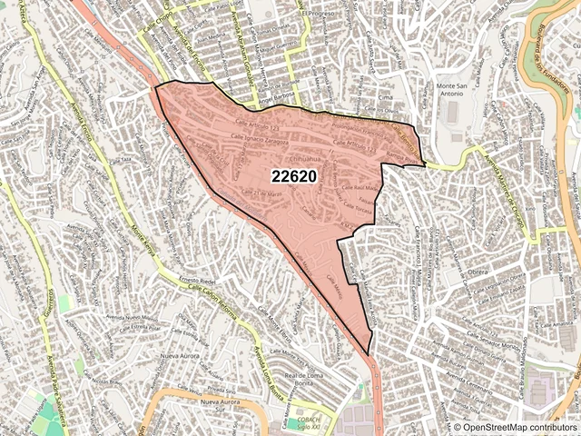 Mapa del código postal 22620, Tijuana, Baja California