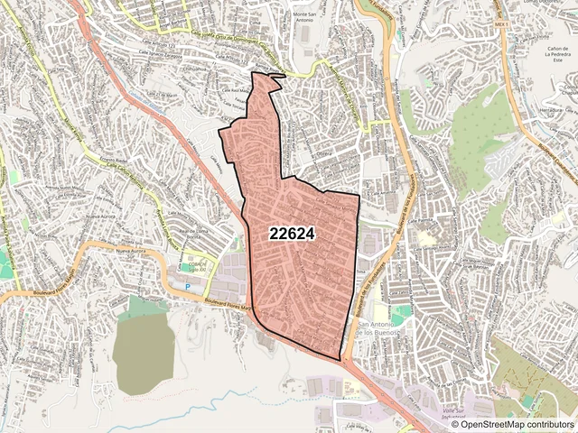 Mapa del código postal 22624, Tijuana, Baja California