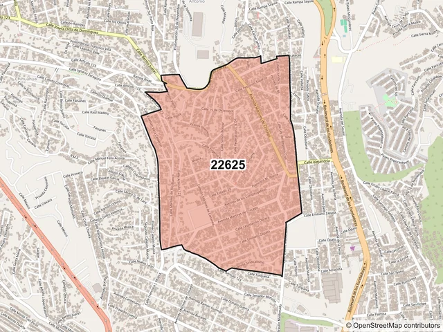 Mapa del código postal 22625, Tijuana, Baja California