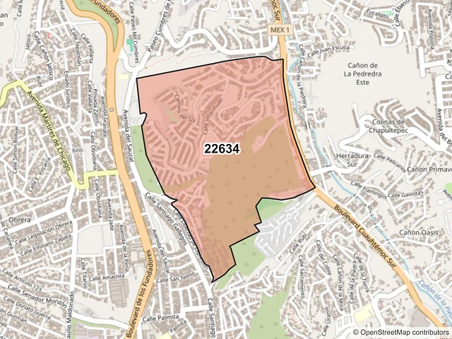 Mapa del código postal 22634, Tijuana, Baja California