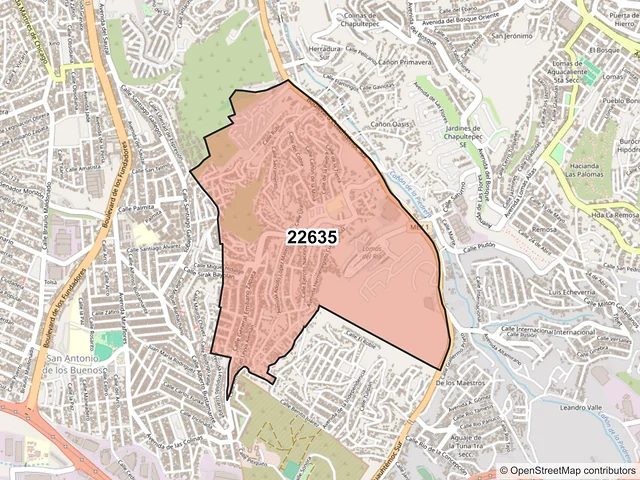 Mapa del código postal 22635, Tijuana, Baja California