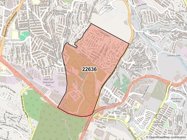Mapa del código postal 22636, Tijuana, Baja California