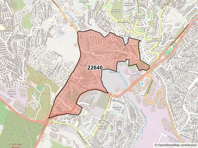 Mapa del código postal 22640, Tijuana, Baja California