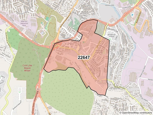 Mapa del código postal 22647, Tijuana, Baja California