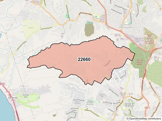 Mapa del código postal 22660, Tijuana, Baja California
