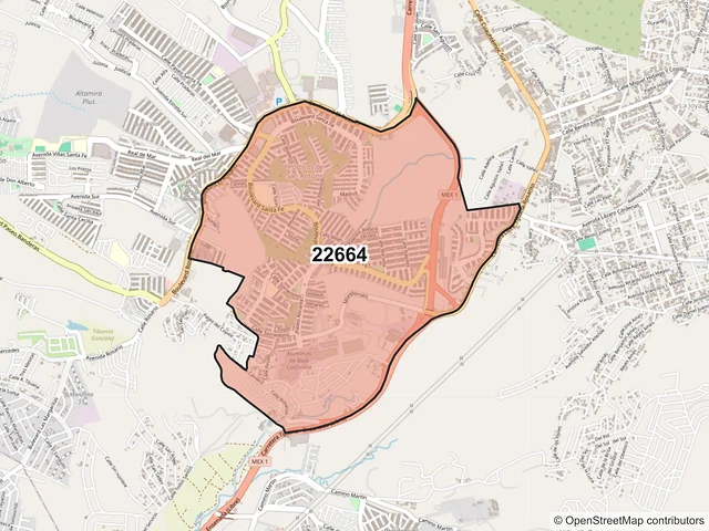 Mapa del código postal 22664, Tijuana, Baja California