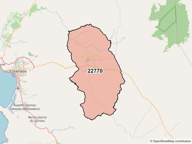 Mapa del código postal 22770, Ensenada, Baja California