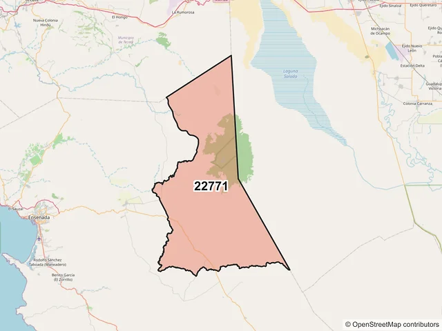 Mapa del código postal 22771, Ensenada, Baja California