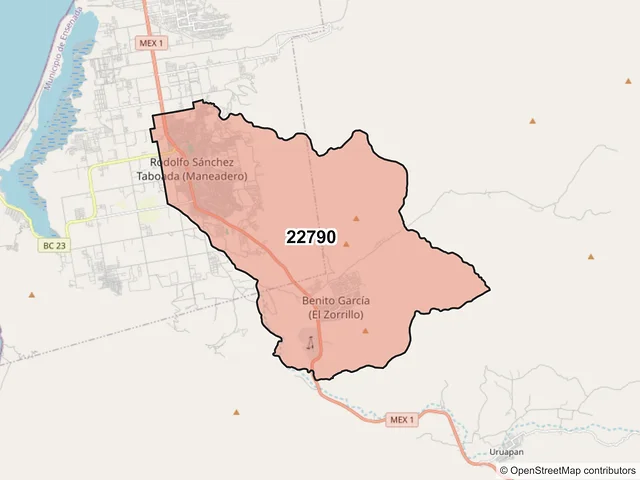 Mapa del código postal 22790, Ensenada, Baja California