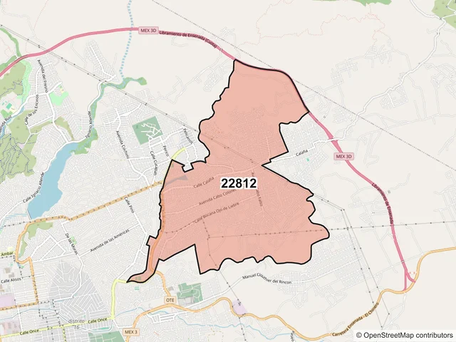 Mapa del código postal 22812, Ensenada, Baja California