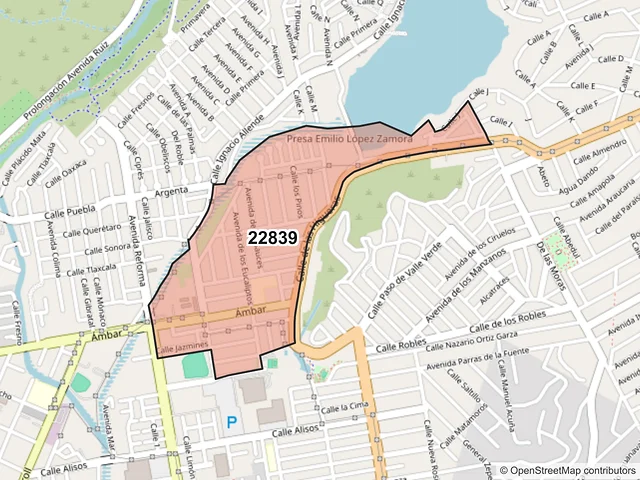 Mapa del código postal 22839, Ensenada, Baja California