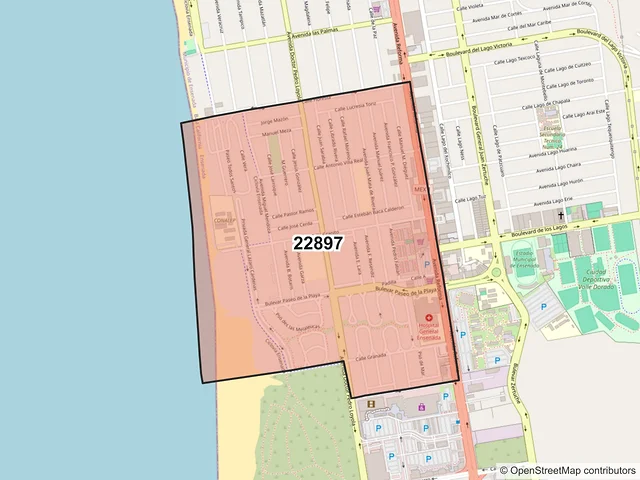 Mapa del código postal 22897, Ensenada, Baja California