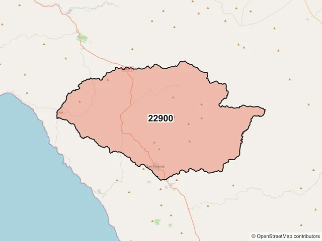 Mapa del código postal 22900, Ensenada, Baja California
