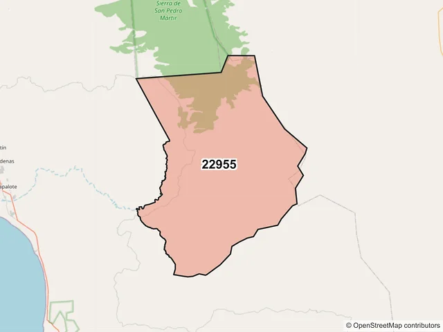 Mapa del código postal 22955, San Quintín, Baja California