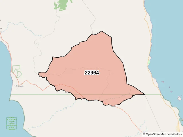 Mapa del código postal 22964, San Quintín, Baja California