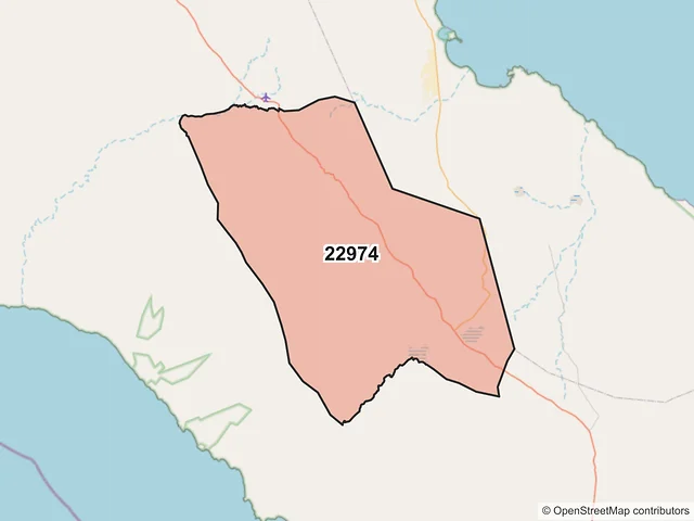 Mapa del código postal 22974, San Quintín, Baja California