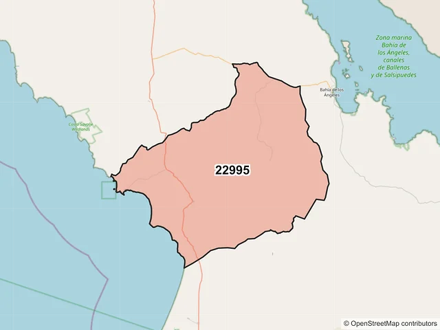 Mapa del código postal 22995, San Quintín, Baja California