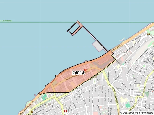 Mapa del código postal 24014, Campeche, Campeche