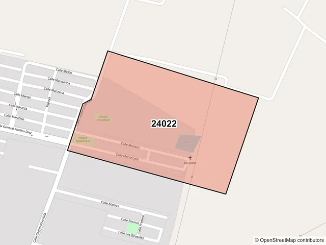 Mapa del código postal 24022, Campeche, Campeche