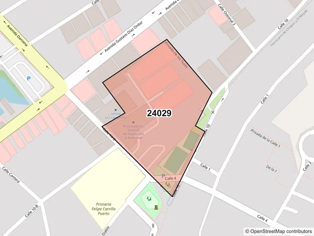 Mapa del código postal 24029, Campeche, Campeche